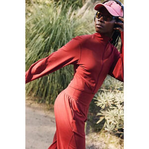 (S) NWOT $108 Free People‎ Never Better Structured Zip-Up Jacket Crimson